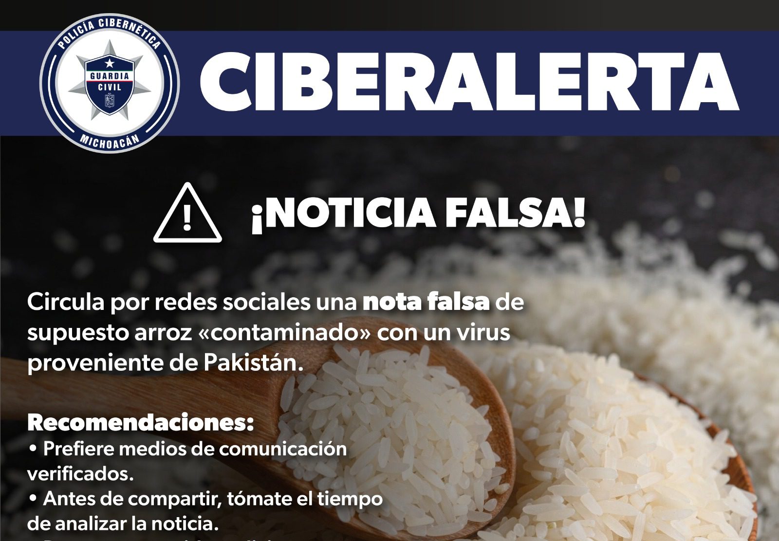 Emite SSP Ciberalerta Por Noticia Falsa De Arroz Contaminado