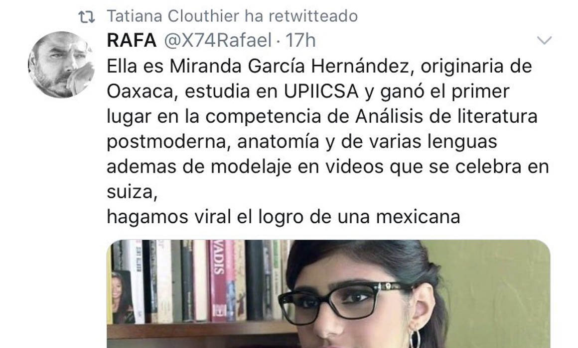 Cae Tatiana Clouthier en broma de ex actriz porno Mia Khalifa