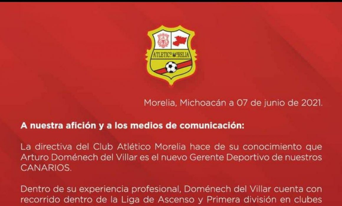 Llega nuevo gerente deportivo al Atlético Morelia