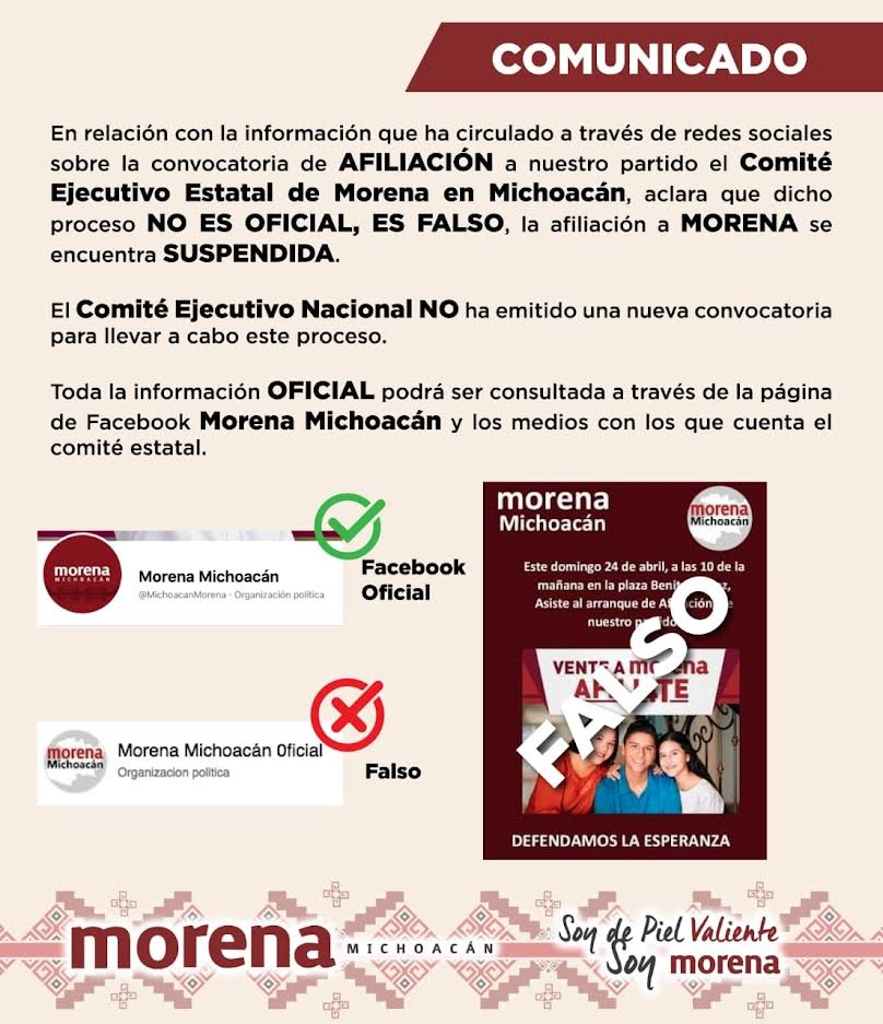 Falsa, campaña de afiliación a Morena Michoacán, reniega Bugarini